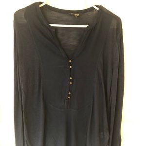 Extra Small Navy Blue full sleeves casual/ semi-casual top